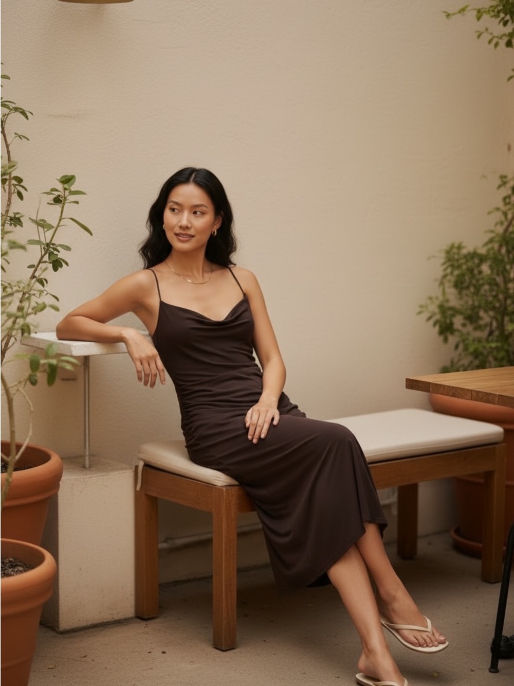 Sleek Black Cowl Neck Slip Dress by; Velvet - Women’s Small